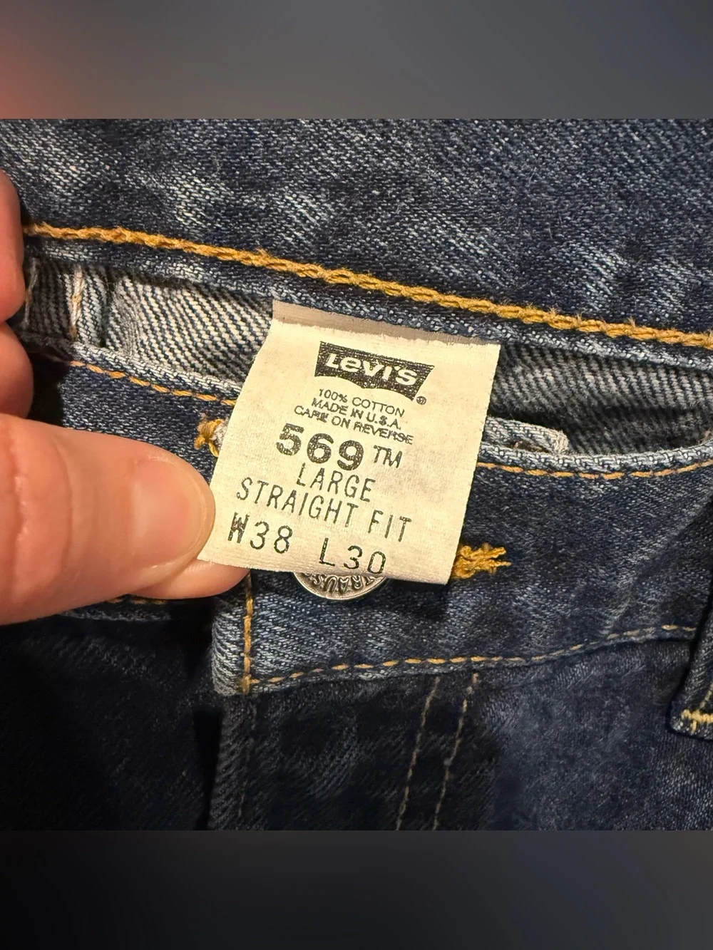Levis 569 Vtg 90s Dry Goods Jeans Men’s 38x30 blue Straight USA Made Cotton Nice